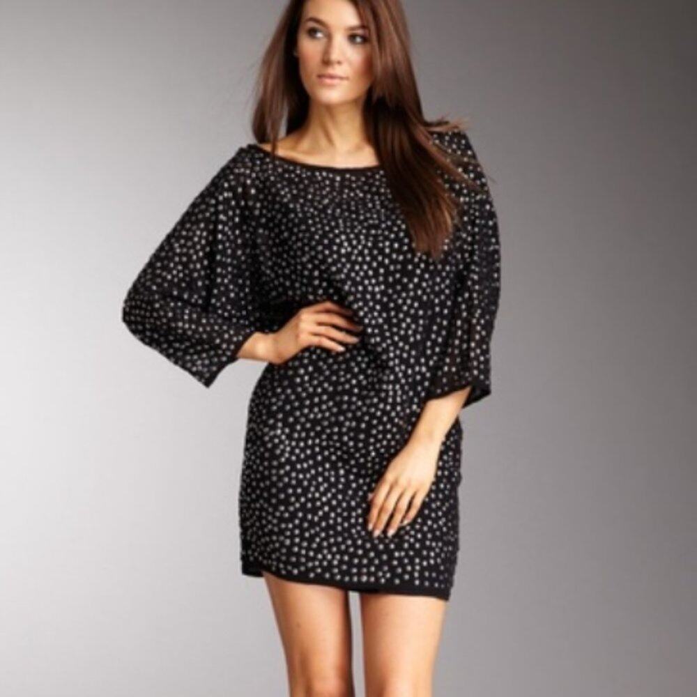 FRENCH CONNECTION Zola Stud Dress women's black top/ mini dress 10